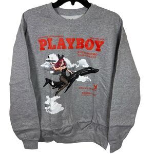 PLAYBOY x Color Bars Heather Gray Crewneck Sweatshirt Size Medium